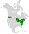 Aire de répartition nord-américaine du Crapet-soleil