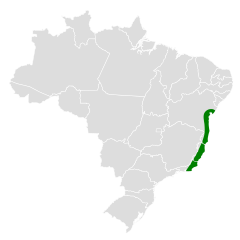 Distribuição do tangará-rajado no Brasil