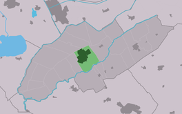 Lokaasje Wolvegea (grien) yn de gemeente Weststellingwerf