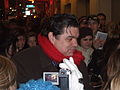 Oliver Platt greeting fans outside of the Nederlander Theatre on 21 February 2009 after a performance of Guys and Dolls.