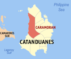 Map of Catanduanes with Caramoran highlighted