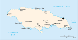 Location of Port Antonio shown within Jamaica