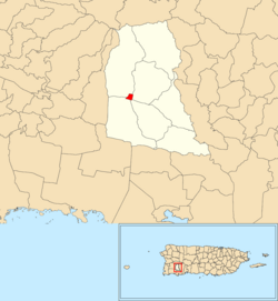 Location of Sabana Grande barrio-pueblo within the municipality of Sabana Grande shown in red