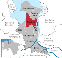 Läget för kommunen Stadland i Landkreis Wesermarsch