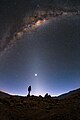 Image 45Zodiacal light caused by cosmic dust. (from Cosmic dust)