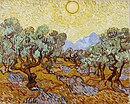 Olive Trees with yellow sky and sun, 1889