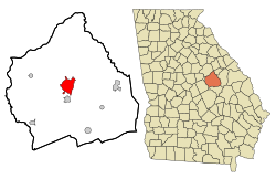 Location in Washington County and the state of Georgia