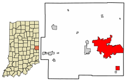 Location of Richmond in Wayne County, Indiana.