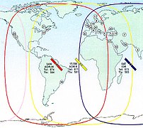 Les zones de couvertures INMARSAT