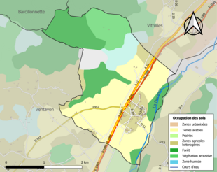 Carte en couleurs présentant l'occupation des sols.