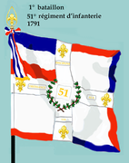 Drapeau du 1er bataillon du 51e régiment d'infanterie de ligne de 1791 à 1793