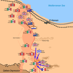 Folgore Division attacked from three directions: 10:30 p.m. 25 October to 3:00 a.m. 26 October