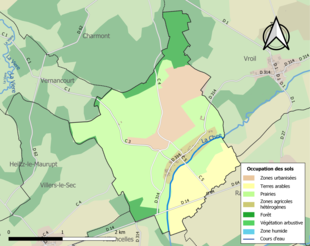 Carte en couleurs présentant l'occupation des sols.