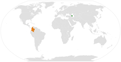 Map indicating locations of Azerbaijan and Colombia