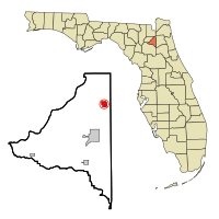 Location in Bradford County and the state of Florida