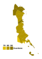 Electoral map for the 2022 Eastern Samar gubernatorial elections.