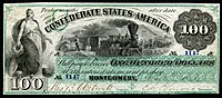 $100 (T3) Minerva, railroad National Bank Note Company (1,606 issued)