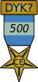 {{The 500 DYK Creation and Expansion Medal}} – Award for (500) or more creation and expansion contributions to DYK.