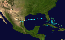 Trajectoire de l'ouragan Erika