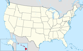 Karta SAD-a s istaknutom saveznom državom Havaji