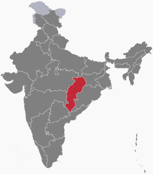 The map of India showing Chhattisgarh