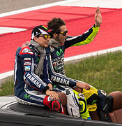 Rossi et Lorenzo lors du Grand Prix moto des Amériques 2014.