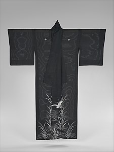 Unlined summer kimono (hitoe) with heron and reeds, late 19th century