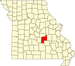 Map of Missouri highlighting Phelps County