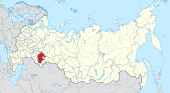 Map showing Bashkortostan in Russia