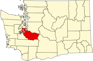 Map of Washington highlighting Pierce County