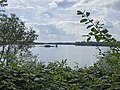 Blick vom Beobachtungsunterstand (neben dem Bagger) auf den Monheimer Baggersee