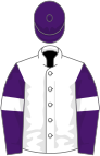 White, purple sleeves and cap, white armlets