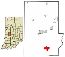 Location of Cloverdale in Putnam County, Indiana.