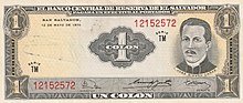 Anverso Billete de un Colon 1970