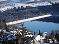 Sorpe dam seen from Langscheid look-out tower in winter