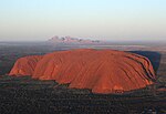 Aerial photo of Uluru and Kata Tjuta rock formations