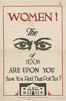 A copy of a poster from women's suffrage organizations in Texas