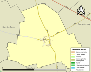 Carte en couleurs présentant l'occupation des sols.