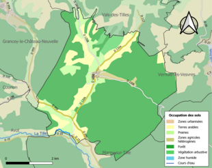 Carte en couleurs présentant l'occupation des sols.