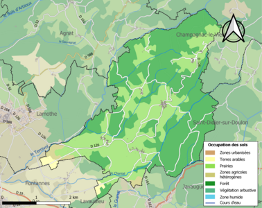 Carte en couleurs des infrastructures et de l'occupation des sols de la commune.