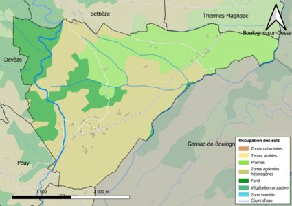 Carte en couleurs présentant l'occupation des sols.