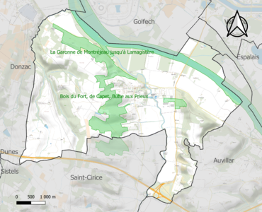 Carte des ZNIEFF de type 1 sur la commune.