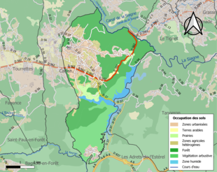 Carte en couleurs présentant l'occupation des sols.