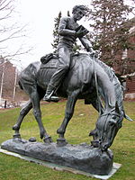 Young Abe Lincoln on Horseback, bronze 1966, on the campus of the State University of New York College of Environmental Science and Forestry, Syracuse, New York