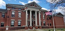 Two-story brick building.