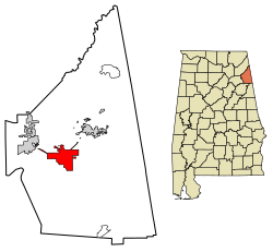 Location of Centre in Cherokee County, Alabama.