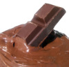 Crème et carrés de chocolat.