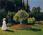 Woman in the Garden, 1867, Hermitage, St. Petersburg; a study in the effect of sunlight and shadow on colour.