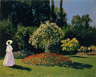 Claude Monet Dame en blanc au jardin transmis au musée de l'Ermitage par le musée national d'Art moderne occidental en 1930.