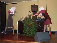 Annika Line Trost (left) and Gina V. D'Orio (right) performing at the Crane Lane Theatre in Cork City, 2008